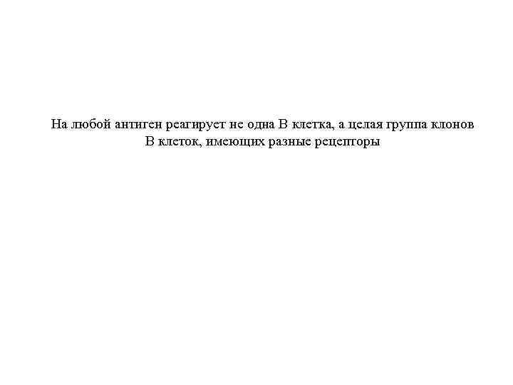 На любой антиген реагирует не одна В клетка, а целая группа клонов В клеток,