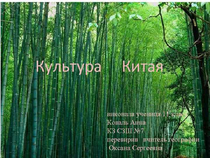 Культура Китая виконала учениця 11 класу Коваль Анна КЗ СЗШ № 7 перевирив вчитель