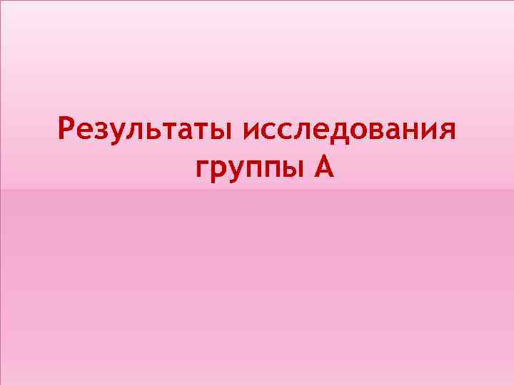 Результаты исследования группы А 