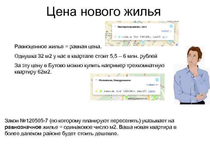 Цена нового жилья Равноценное жилье = равная цена. Однушка 32 м 2 у нас
