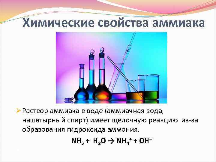 Свойства газообразного аммиака