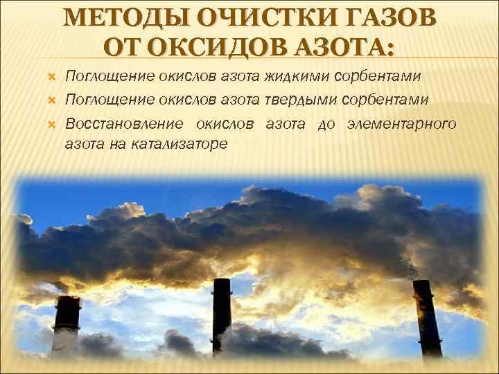 МЕТОДЫ ОЧИСТКИ ГАЗОВ ОТ ОКСИДОВ АЗОТА: Поглощение окислов азота жидкими сорбентами Поглощение окислов азота