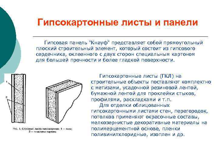 Гипсокартонные листы и панели Гипсовая панель 