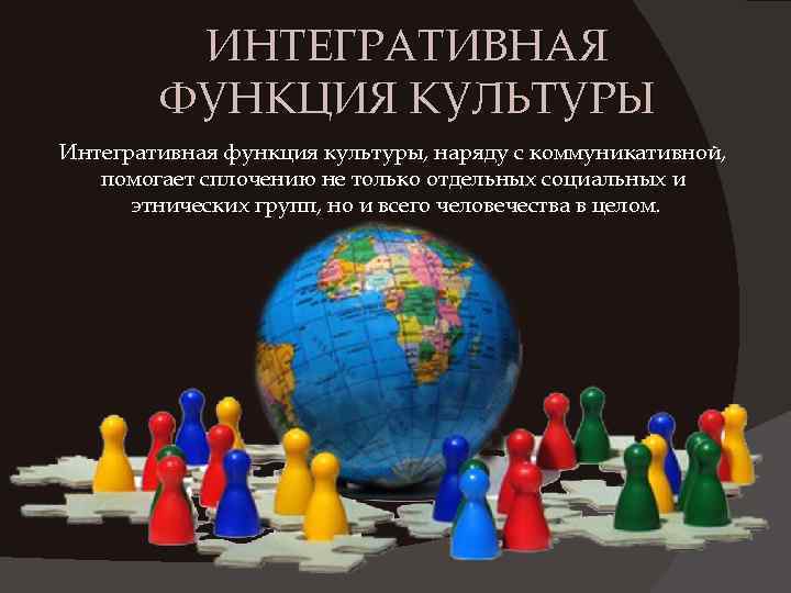 Человек культура презентация. Функция культурологии Интегративная. Интегративная функция. Интеграционная функция культуры. Функции культуры иллюстрации.