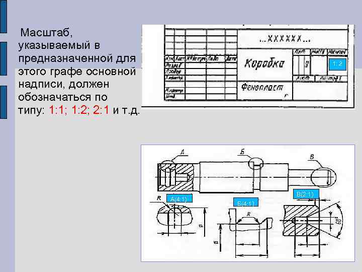 Как на чертежах указывается масштаб