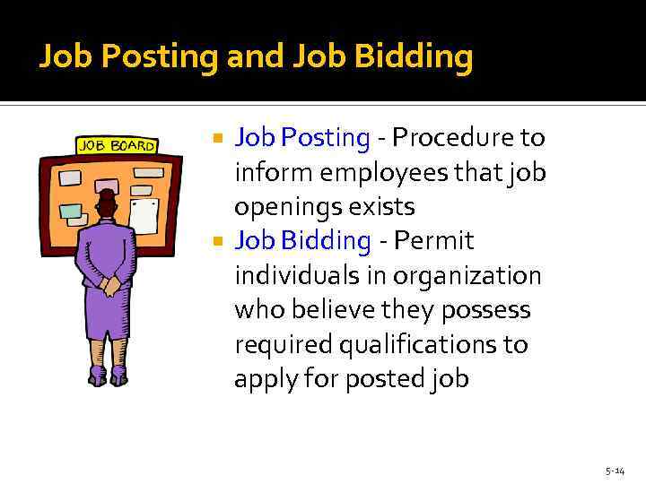 Job Posting and Job Bidding Job Posting - Procedure to inform employees that job