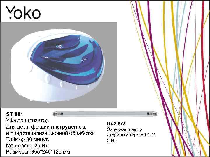 ST-001 УФ-стерилизатор Для дезинфекции инструментов, и предстерилизационной обработки Таймер 30 минут. Мощность: 25 Вт.