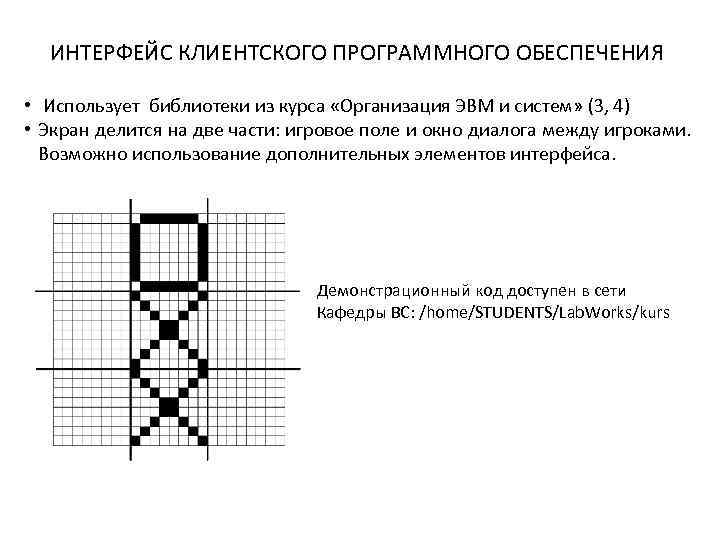 ИНТЕРФЕЙС КЛИЕНТСКОГО ПРОГРАММНОГО ОБЕСПЕЧЕНИЯ • Использует библиотеки из курса «Организация ЭВМ и систем» (3,