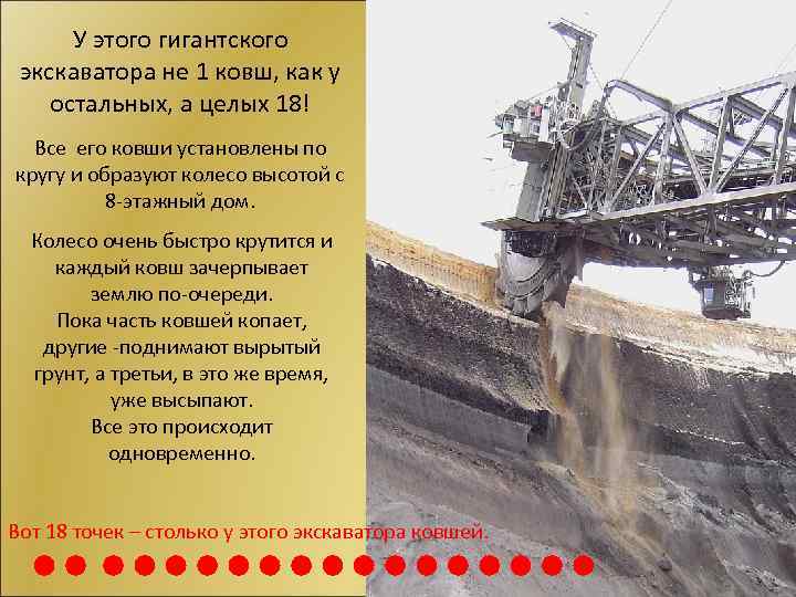 У этого гигантского экскаватора не 1 ковш, как у остальных, а целых 18! Все