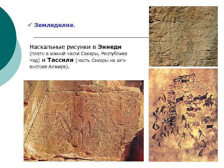 ü Земледелие. Наскальные рисунки в Эннеди (плато в южной части Сахары, Республика Чад) и