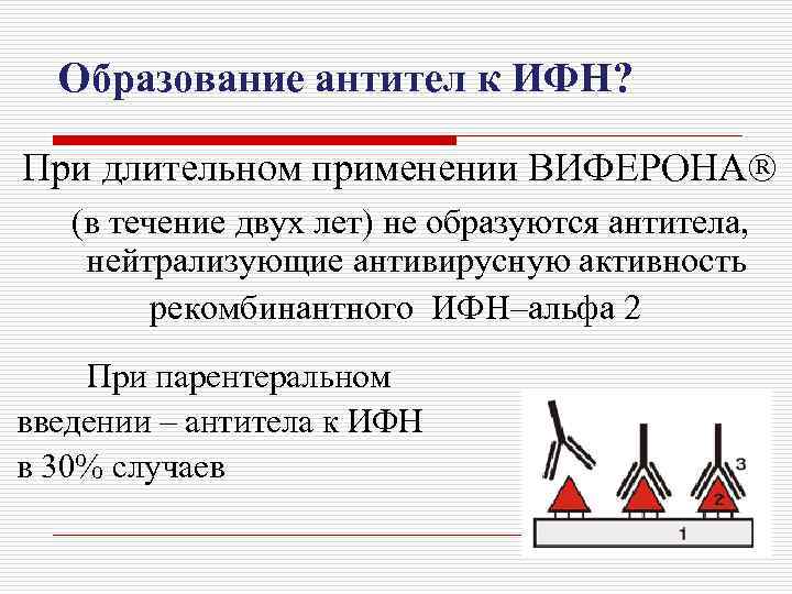 Образование антител к ИФН? При длительном применении ВИФЕРОНА (в течение двух лет) не образуются