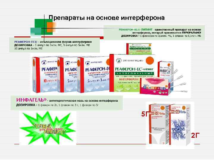 Препараты на основе интерферона 5 Г 2 Г 