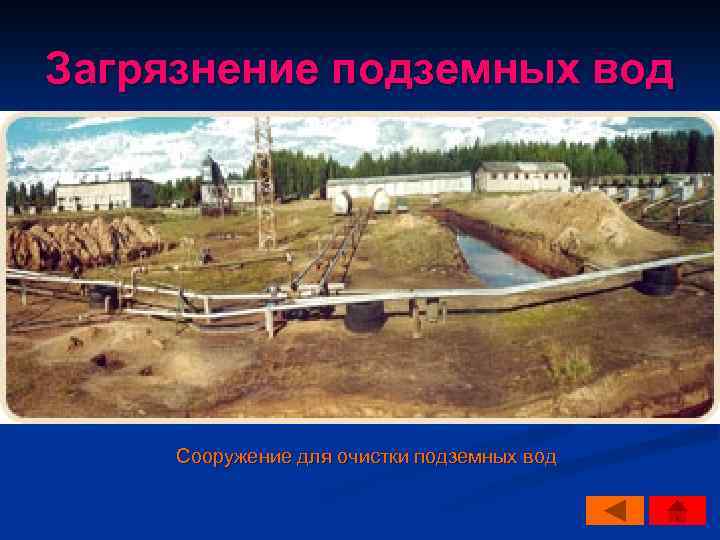 Загрязнение подземных вод Сооружение для очистки подземных вод 