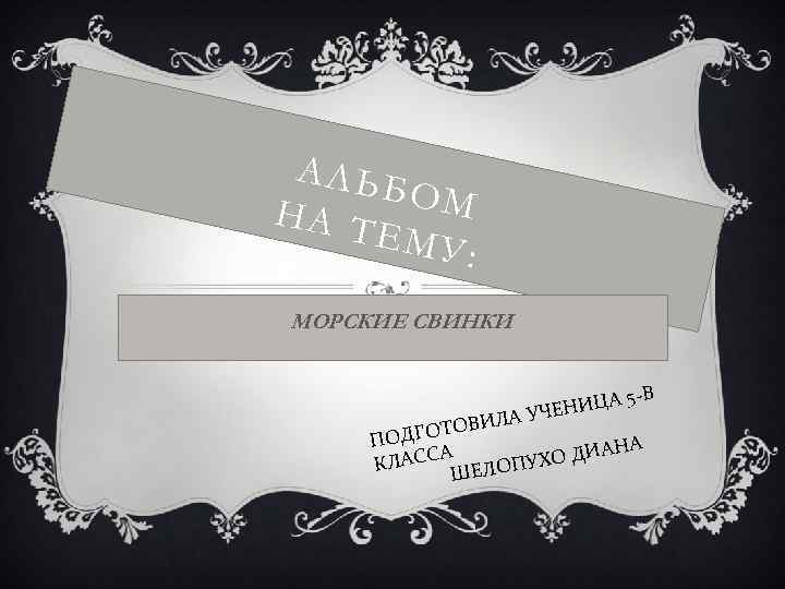 АЛЬБ ОМ НА Т ЕМУ : МОРСКИЕ СВИНКИ 5 -В НИЦА УЧЕ ВИЛА ТО