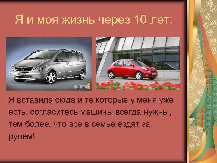 Я и моя жизнь через 10 лет: Я вставила сюда и те которые у