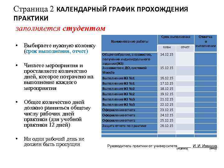 Совместный рабочий график план проведения производственной практики