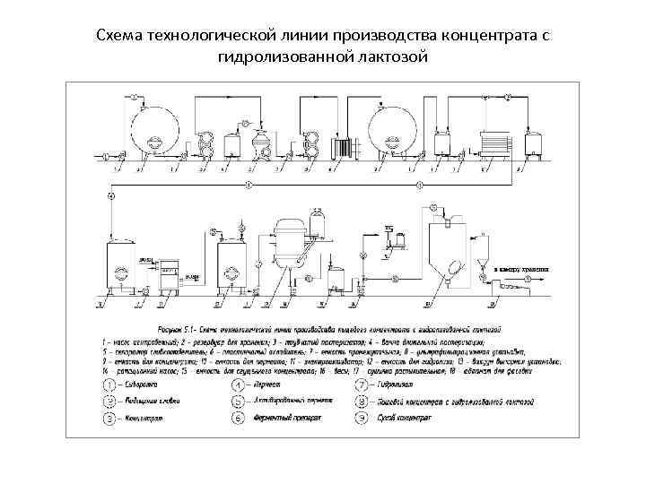 Схема технологической линии производства концентрата с гидролизованной лактозой 