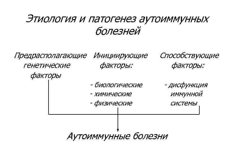 Схема патогенеза аутоиммунных заболеваний