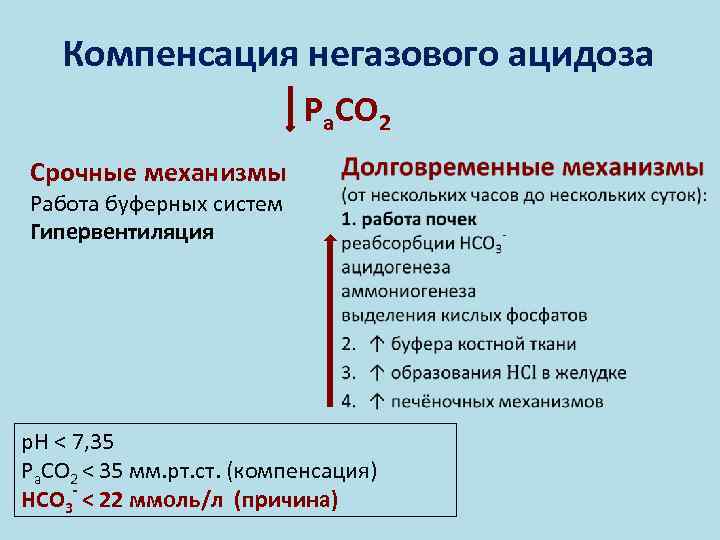 Развитие негазового ацидоза при почечной недостаточности схема