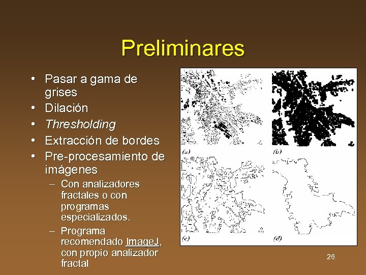 Preliminares • Pasar a gama de grises • Dilación • Thresholding • Extracción de