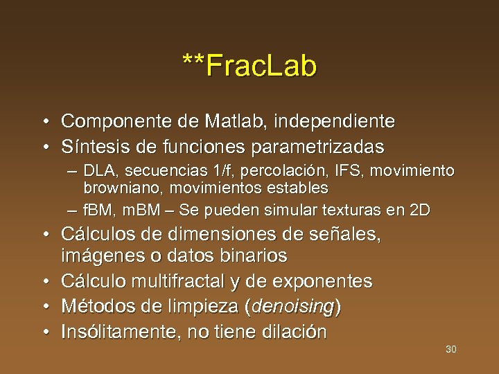 **Frac. Lab • Componente de Matlab, independiente • Síntesis de funciones parametrizadas – DLA,