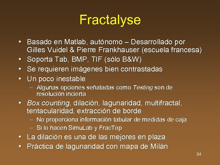 Fractalyse • Basado en Matlab, autónomo – Desarrollado por Gilles Vuidel & Pierre Frankhauser