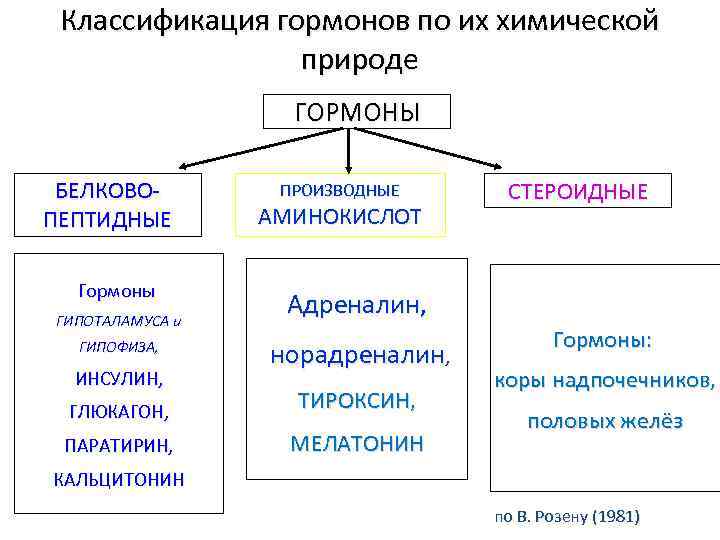 Химическая природа гормонов аминокислотная белковая стероидная заполните схему