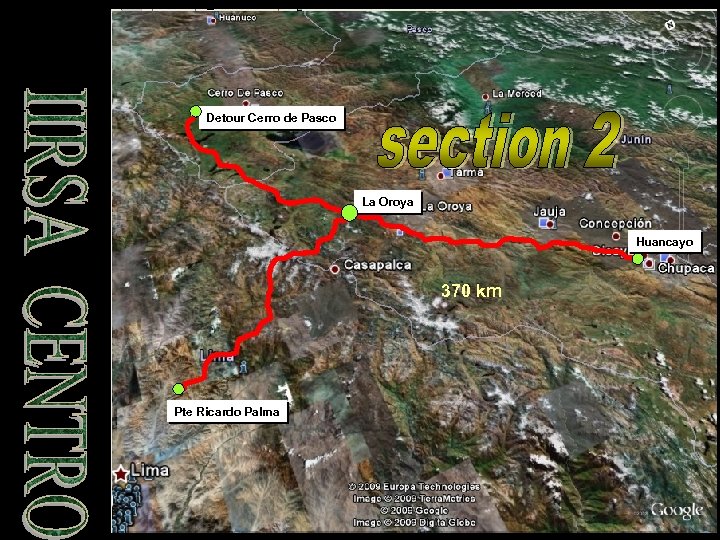 Detour Cerro de Pasco La Oroya Huancayo 370 km Pte Ricardo Palma 