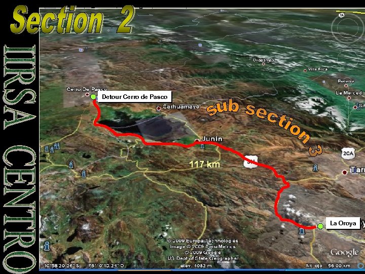 Detour Cerro de Pasco 117 km La Oroya 