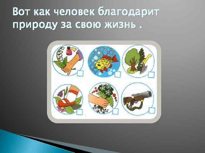 Вот как человек благодарит природу за свою жизнь. 