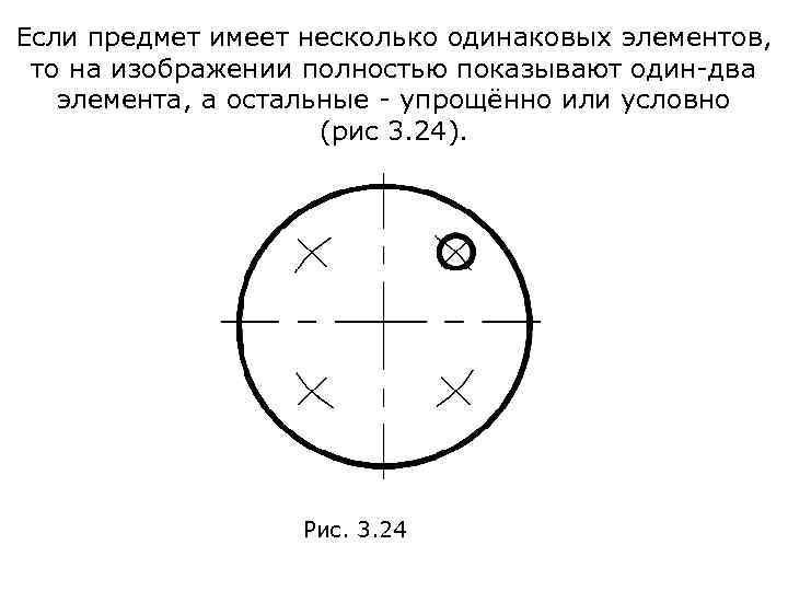 Если предмет имеет несколько одинаковых элементов, то на изображении полностью показывают один-два элемента, а