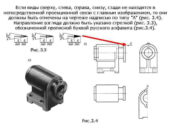 Если виды сверху, слева, справа, снизу, сзади не находятся в непосредственной проекционной связи с