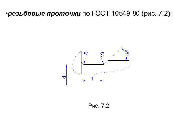 • резьбовые проточки по ГОСТ 10549 -80 (рис. 7. 2); Рис. 7. 2