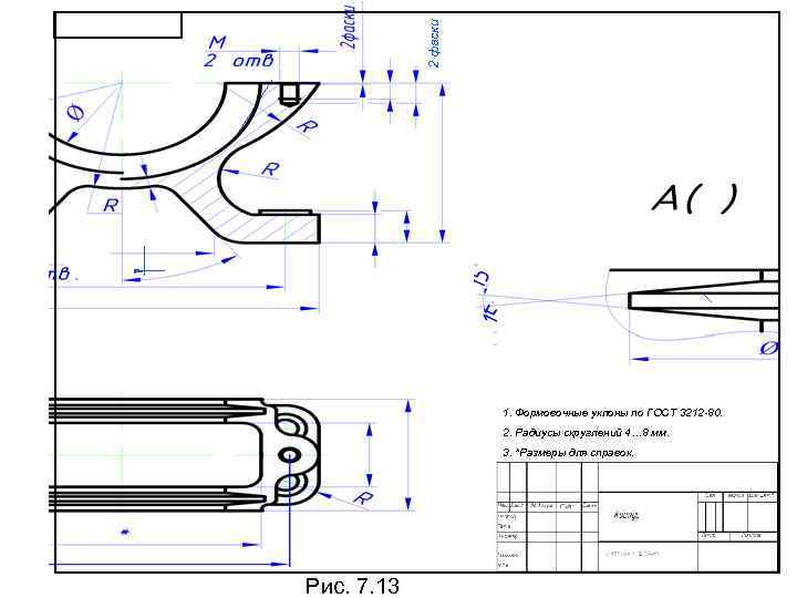 2 фаски 1. Формовочные уклоны по ГОСТ 3212 -80. 2. Радиусы скруглений 4… 8