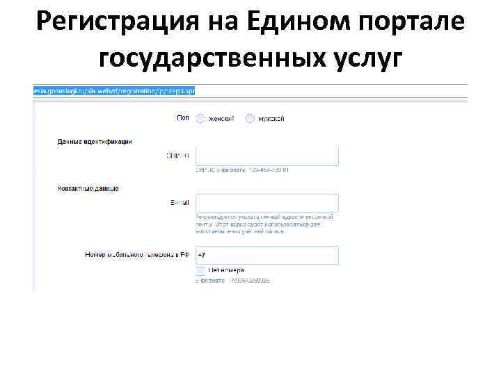 Регистрация на Едином портале государственных услуг 