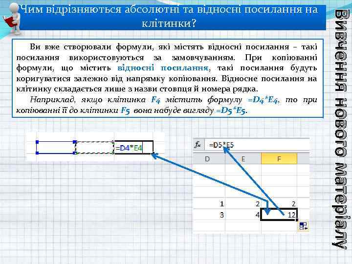 Ви вже створювали формули, які містять відносні посилання – такі посилання використовуються за замовчуванням.