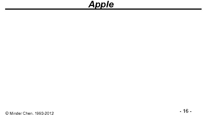 Apple © Minder Chen, 1993 -2012 - 16 - 