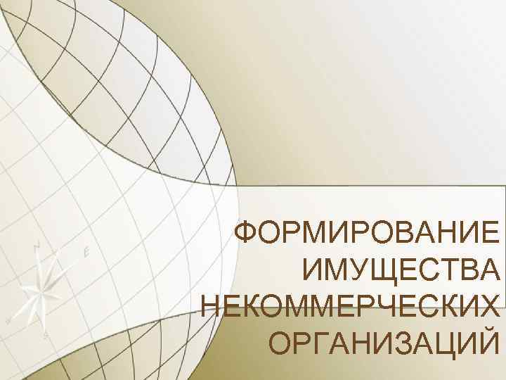 ФОРМИРОВАНИЕ ИМУЩЕСТВА НЕКОММЕРЧЕСКИХ ОРГАНИЗАЦИЙ 
