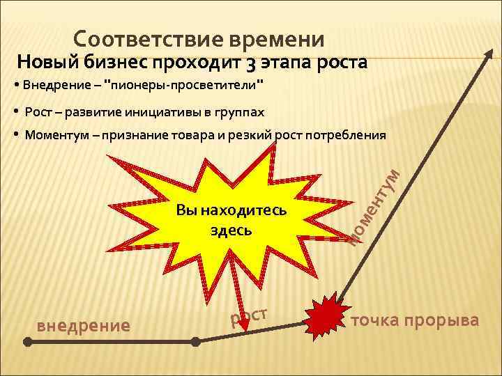 Соответствие времени Новый бизнес проходит 3 этапа роста • Внедрение – 