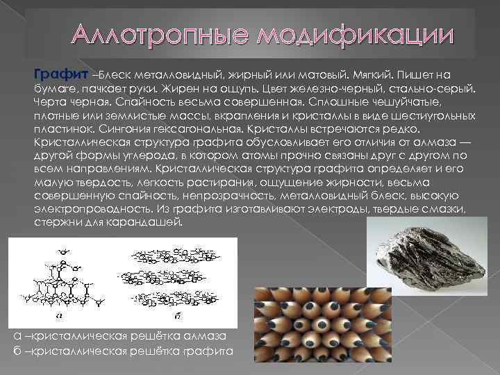 Графит является аллотропным видоизменением. Аллотропные модификации углерода. Графит аллотропная модификация. Блеск графита. Аллотропные видоизменения углерода.