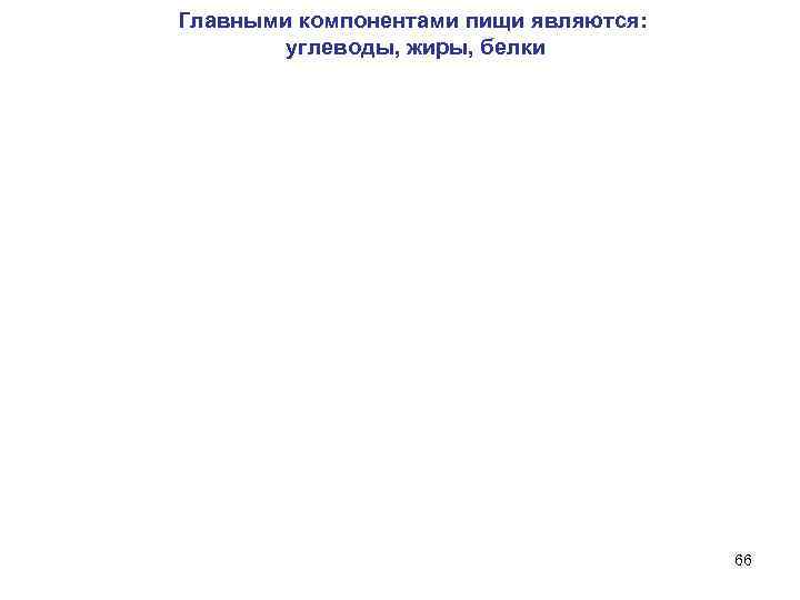 Главными компонентами пищи являются: углеводы, жиры, белки 66 