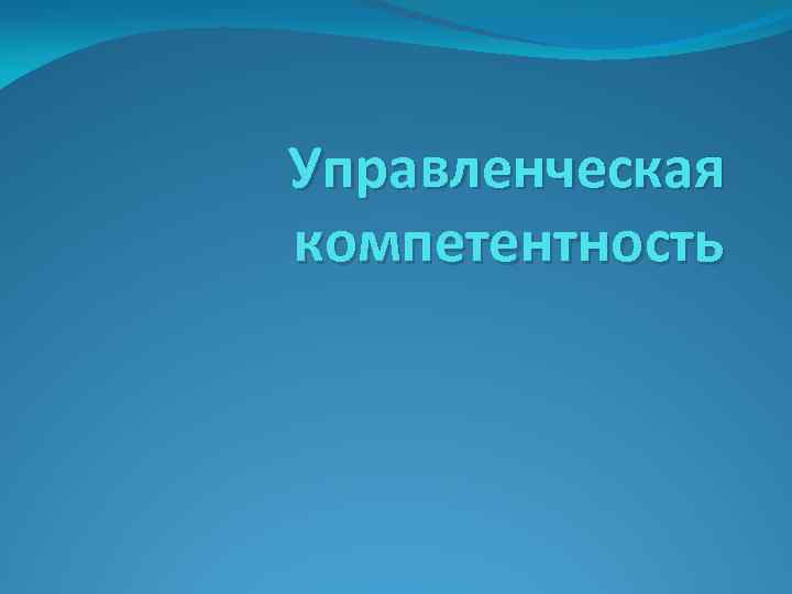 Управленческая компетентность 