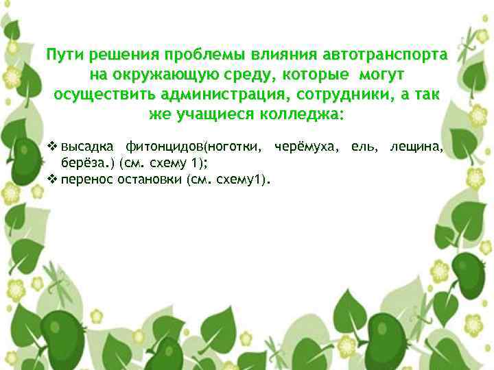 Пути решения проблемы влияния автотранспорта на окружающую среду, которые могут осуществить администрация, сотрудники, а