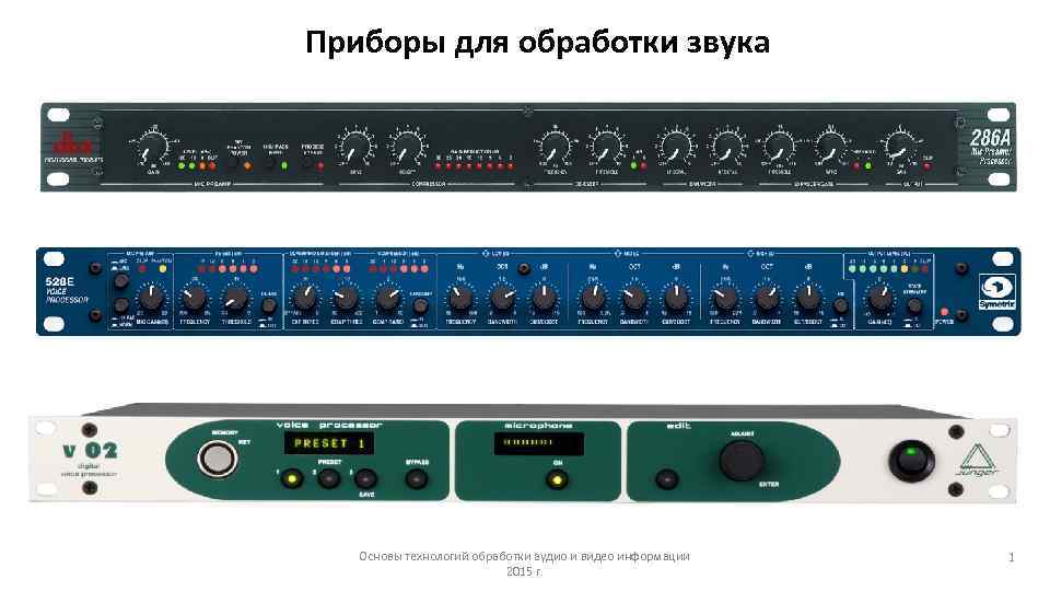 Приборы для обработки звука Основы технологий обработки аудио и видео информации 2015 г. 1