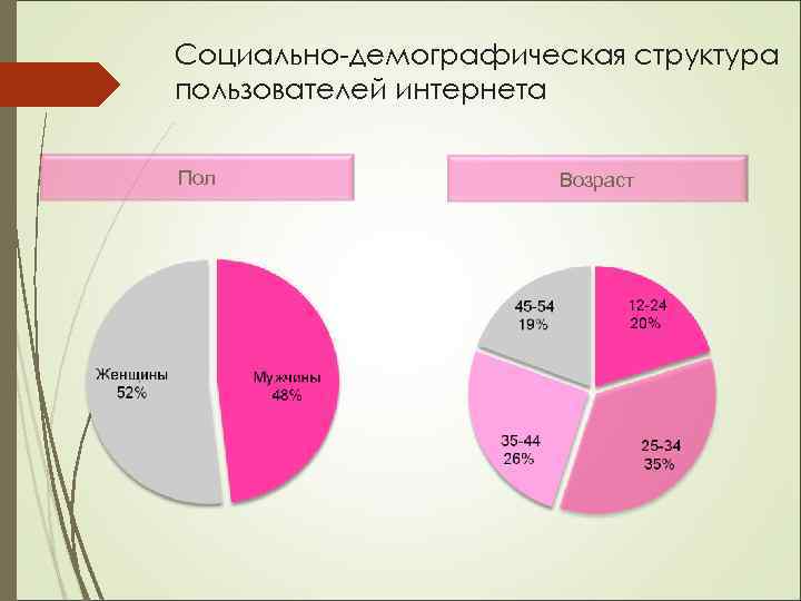 Социально-демографическая структура пользователей интернета Пол Возраст 