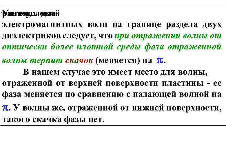 граничных Учтем, для из условий что электромагнитных волн на границе раздела двух диэлектриков следует,