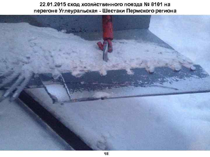 22. 01. 2015 сход хозяйственного поезда № 8101 на перегоне Углеуральская - Шестаки Пермского