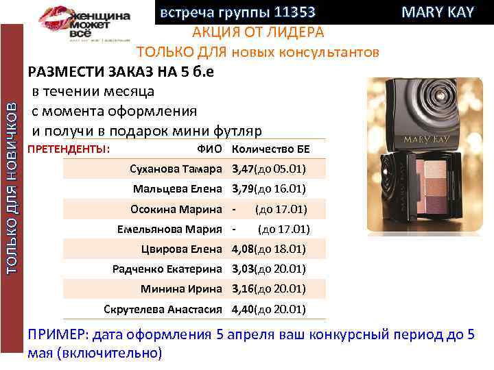 ТОЛЬКО ДЛЯ НОВИЧКОВ встреча группы 11353 АКЦИЯ ОТ ЛИДЕРА ТОЛЬКО ДЛЯ новых консультантов РАЗМЕСТИ