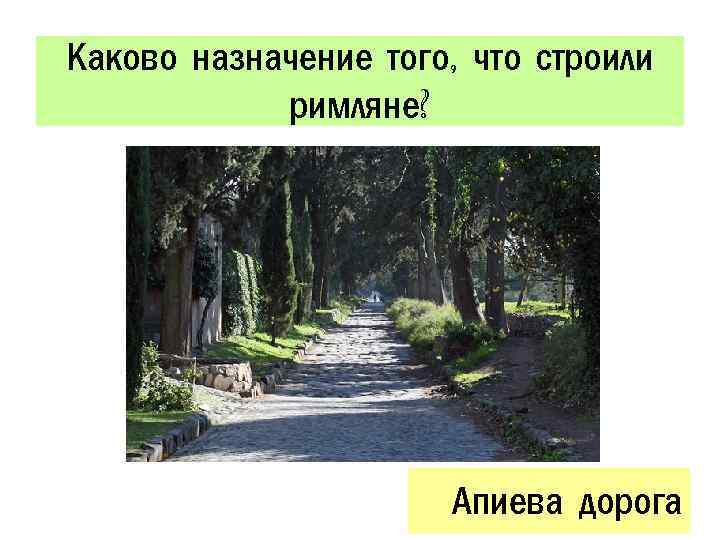 Каково назначение того, что строили римляне? Апиева дорога 