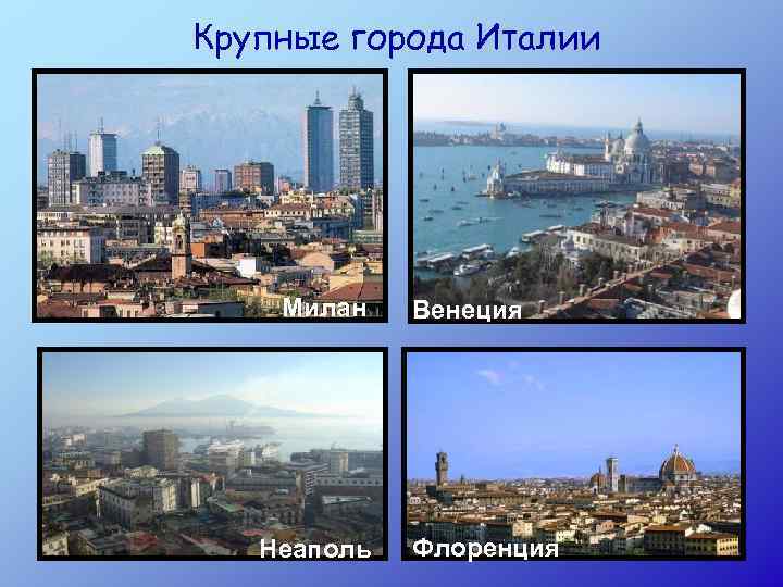 Крупные города Италии Милан Венеция Флоренция Неаполь 